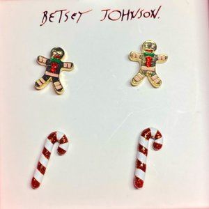 Betsey Johnson Gingerbread Earrings and Candy cane Earrings